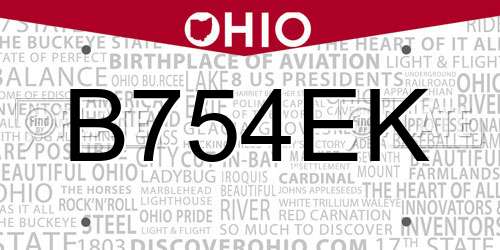 B754EK Ohio License Plate