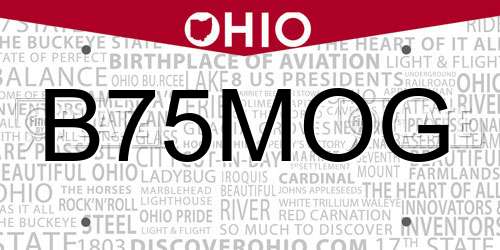 B75MOG Ohio License Plate