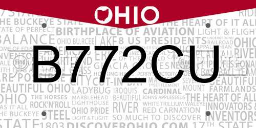 B772CU Ohio License Plate