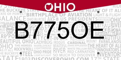 B775OE Ohio License Plate