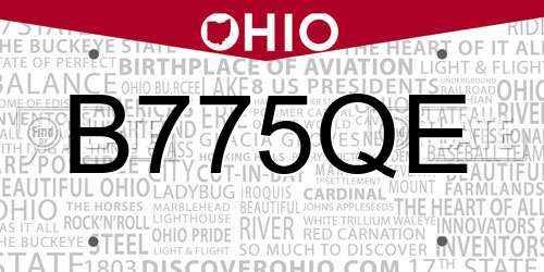B775QE Ohio License Plate