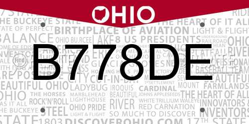 B778DE Ohio License Plate