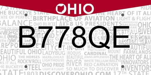 B778QE Ohio License Plate