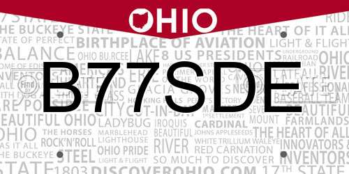 B77SDE Ohio License Plate