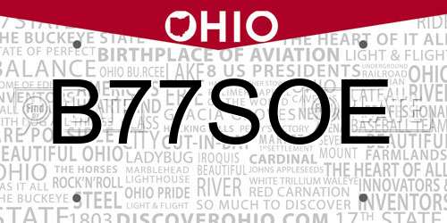 B77SOE Ohio License Plate