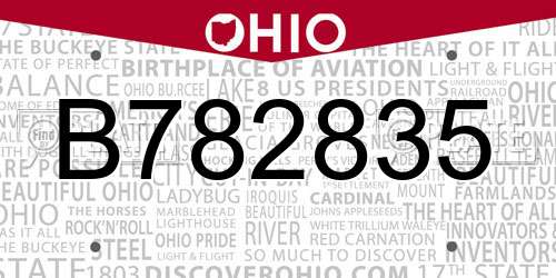 B782835 Ohio License Plate