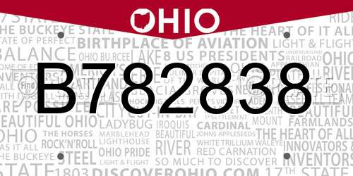 B782838 Ohio License Plate