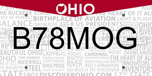 B78MOG Ohio License Plate