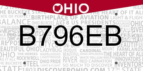 B796EB Ohio License Plate
