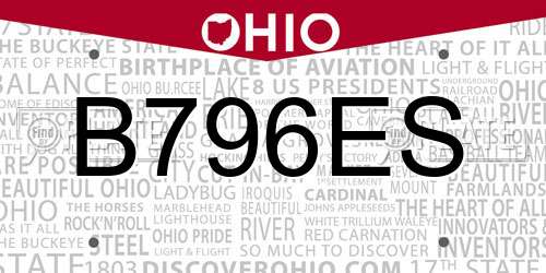 B796ES Ohio License Plate