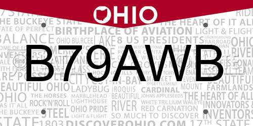 B79AWB Ohio License Plate