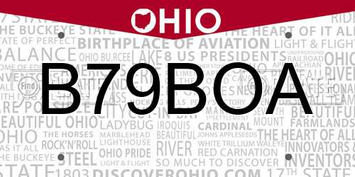 B79BOA Ohio License Plate