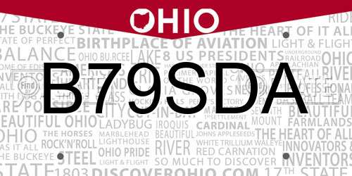 B79SDA Ohio License Plate