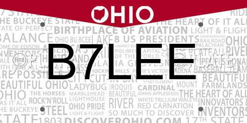 B7LEE Ohio License Plate