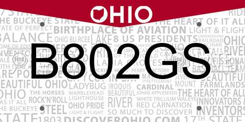 B802GS Ohio License Plate