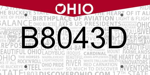 B8043D Ohio License Plate