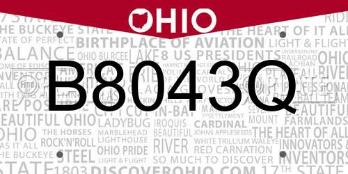 B8043Q Ohio License Plate