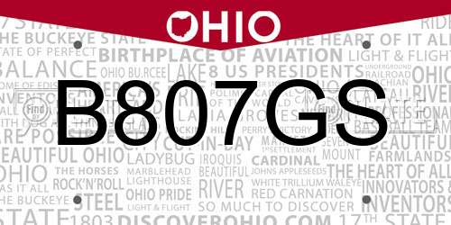 B807GS Ohio License Plate
