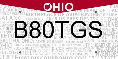 B80TGS Ohio License Plate