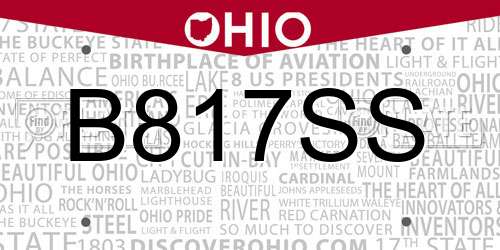 B817SS Ohio License Plate