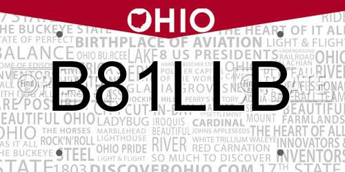 B81LLB Ohio License Plate