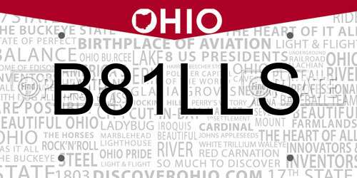 B81LLS Ohio License Plate
