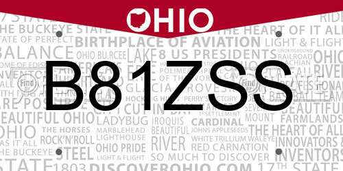 B81ZSS Ohio License Plate