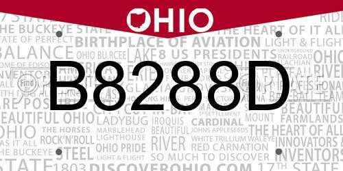 B8288D Ohio License Plate