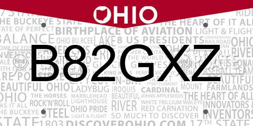 B82GXZ Ohio License Plate