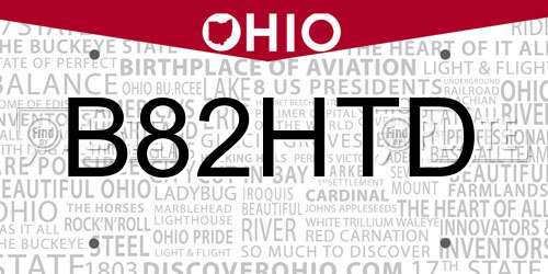 B82HTD Ohio License Plate