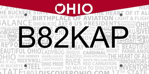 B82KAP Ohio License Plate