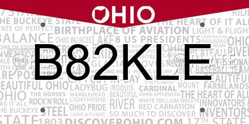 B82KLE Ohio License Plate