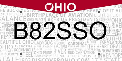 B82SSO Ohio License Plate