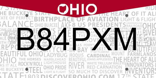 B84PXM Ohio License Plate