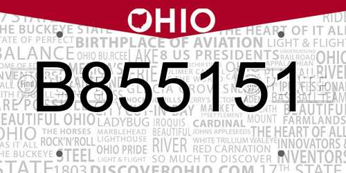 B855151 Ohio License Plate