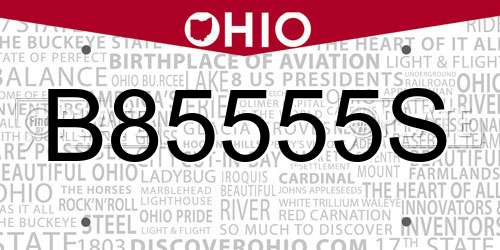 B85555S Ohio License Plate