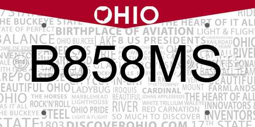 B858MS Ohio License Plate