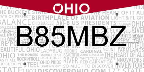 B85MBZ Ohio License Plate