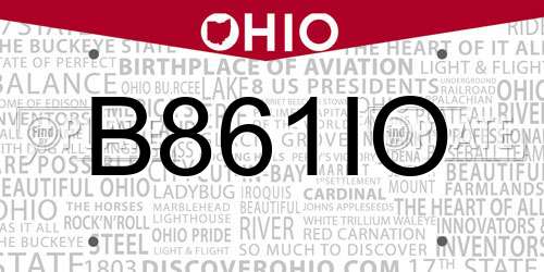 B861IO Ohio License Plate