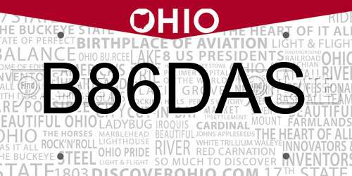 B86DAS Ohio License Plate