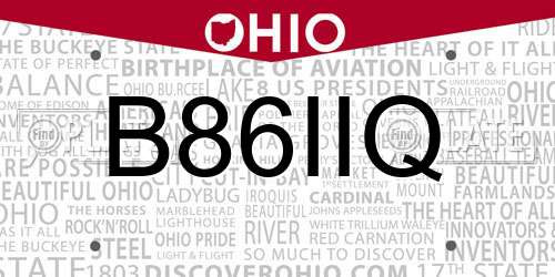 B86IIQ Ohio License Plate