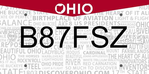 B87FSZ Ohio License Plate