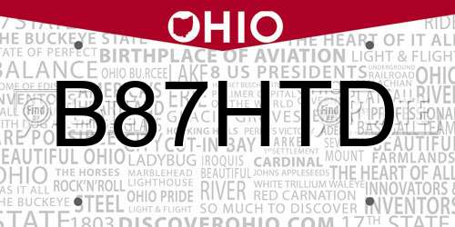 B87HTD Ohio License Plate