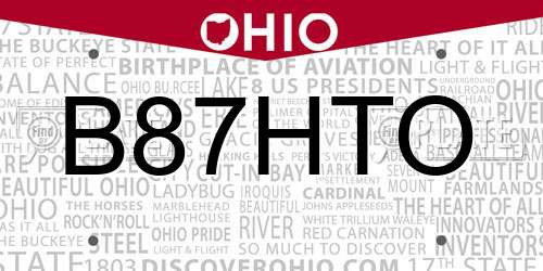 B87HTO Ohio License Plate