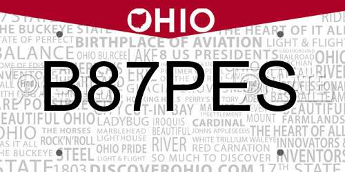 B87PES Ohio License Plate