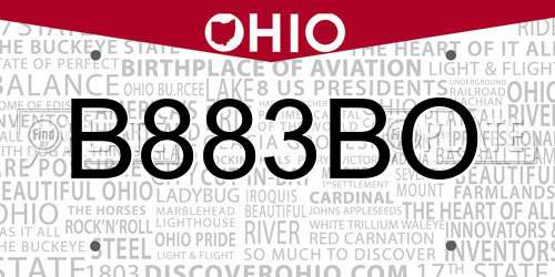 B883BO Ohio License Plate
