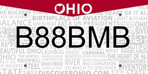 B88BMB Ohio License Plate