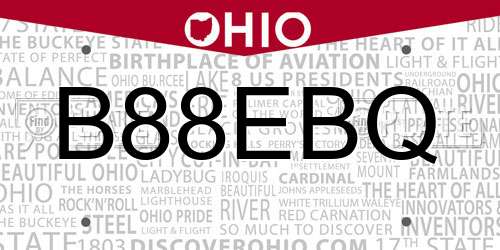 B88EBQ Ohio License Plate