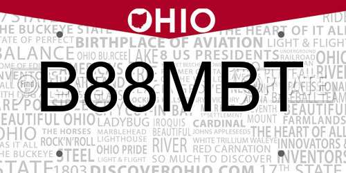 B88MBT Ohio License Plate
