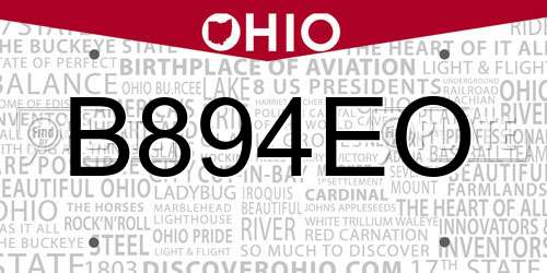 B894EO Ohio License Plate